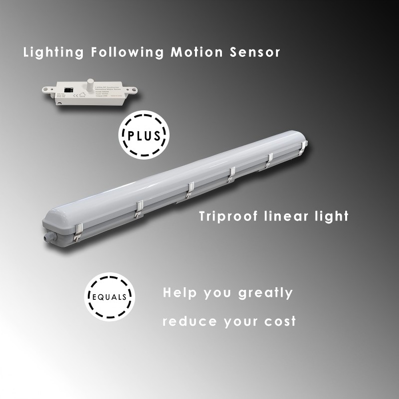 Pencahayaan berikutan sensor gerakan, bergabung dengan cahaya linear akan menjadi pilihan yang baik untuk menjimatkan kos